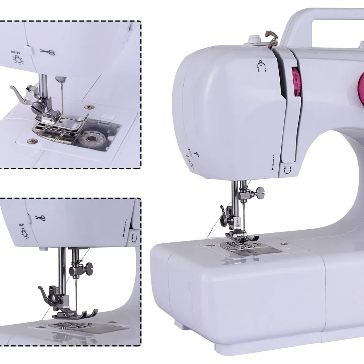 Nähmaschine tragbar Mini-Elektro-Stickmaschine mit 16 Nähfuntkionen 30,5x12x25cm