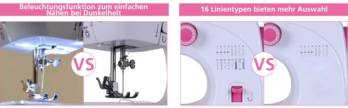 Nähmaschine tragbar Mini-Elektro-Stickmaschine mit 16 Nähfuntkionen 30,5x12x25cm