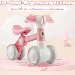 Niedliches Baby-Laufrad 4-Rad-Kinderfahrrad ohne Pedal 55,5 x 26 x 39 cm Rosa