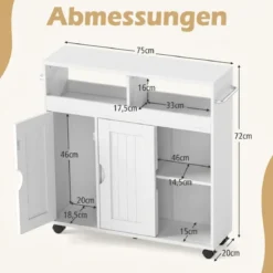 Nischenschrank mit Rollen & Verstellbarem Regal & Handtuchhalter & Schiebetüren Badrollwagen