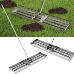 Nivellierrechen mit Ergonomischem Griff Robustes Rasenwerkzeug Levelingrake Flächenebner 106 x 25 cm