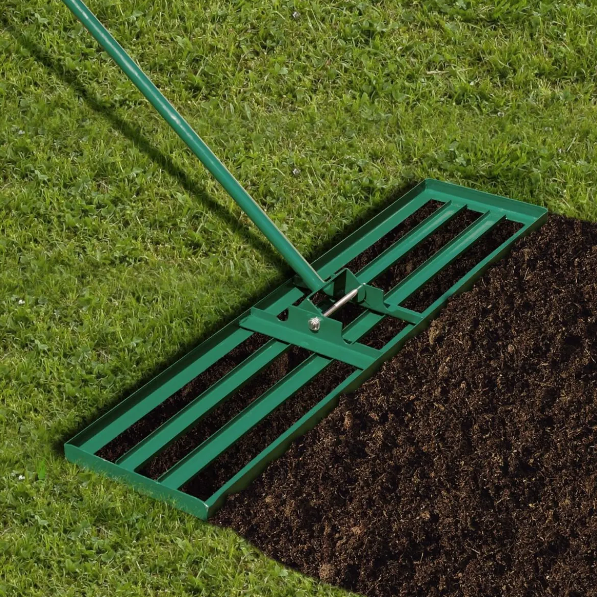 Nivellierrechen mit Ergonomischem Griff Robustes Rasenwerkzeug Levelingrake Flächenebner 106 x 25 cm