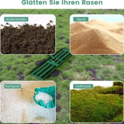 Nivellierrechen mit Ergonomischem Griff Robustes Rasenwerkzeug Levelingrake Flächenebner 106 x 25 cm