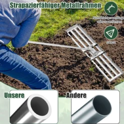 Nivellierrechen mit Ergonomischem Griff Robustes Rasenwerkzeug Levelingrake Flächenebner 106 x 25 cm