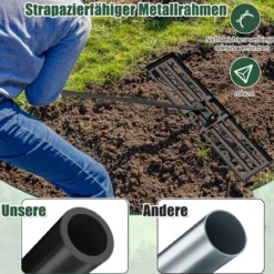 Nivellierrechen mit Ergonomischem Griff Robustes Rasenwerkzeug Levelingrake Flächenebner 106 x 25 cm