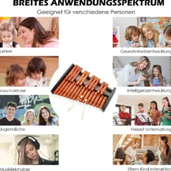 25 Noten Glockenspiel Xylophon Holz mit Schlägel Tragetasche Percussion Geeignet Braun+ Schwarz