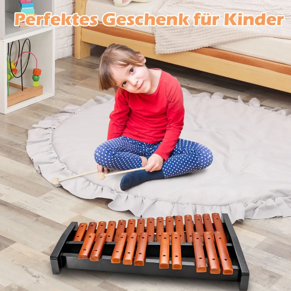 25 Noten Glockenspiel Xylophon Holz mit Schlägel Tragetasche Percussion Geeignet Braun+ Schwarz