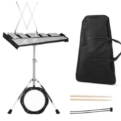 30 Noten Xylophon mit Schlägel & Drumsticks & Höhenverstellbarer Ständer Glockenspiel Set