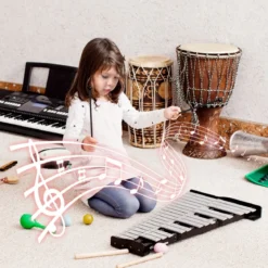 30 Noten Xylophon mit Schlägel & Drumsticks & Höhenverstellbarer Ständer Glockenspiel Set