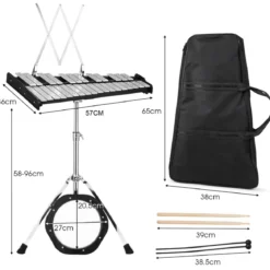 30 Noten Xylophon mit Schlägel & Drumsticks & Höhenverstellbarer Ständer Glockenspiel Set
