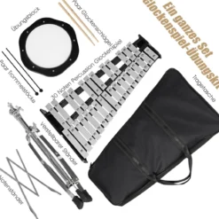 30 Noten Xylophon mit Schlägel & Drumsticks & Höhenverstellbarer Ständer Glockenspiel Set