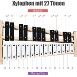 27 Noten Xylophon mit 2 Schlägeln & Tragetasche Glockenspiel Handpercussion Percussion