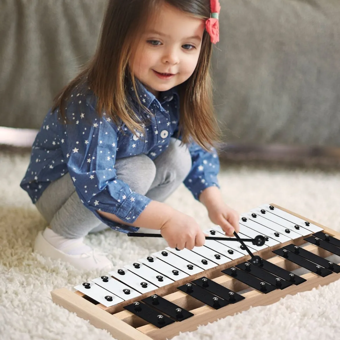 27 Noten Xylophon mit 2 Schlägeln & Tragetasche Glockenspiel Handpercussion Percussion