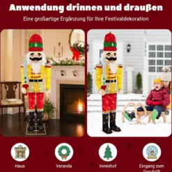 Nussknacker-Soldat 166 cm Hohe Lebensgroße beleuchtete Nussknacker-Figur Gelb + Rot