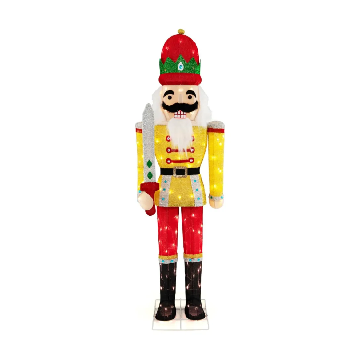 Nussknacker-Soldat 166 cm Hohe Lebensgroße beleuchtete Nussknacker-Figur Gelb + Rot
