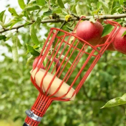 Obstpflücker mit Korb Teleskopstiel Apfelpflücker Teleskopstange Obstpflückwerkzeug Metallpflückkopf Obstfänger 145-366cm