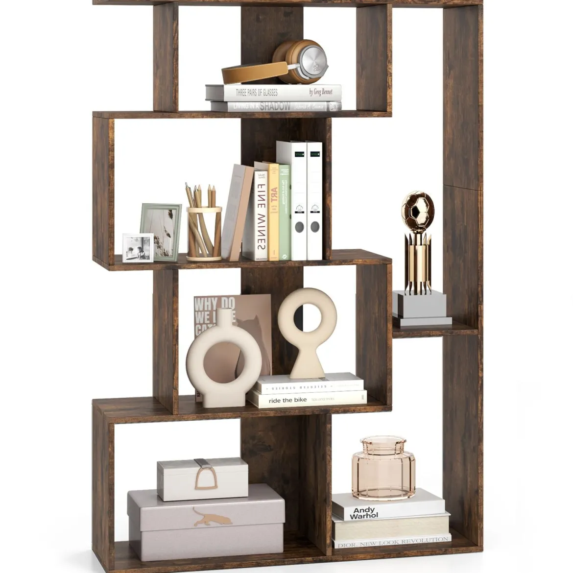 Offene geometrische Bücherregal 6-Würfel großes Bücherregal mit Kippsicherungen Bodenorganizer Display Regal Café