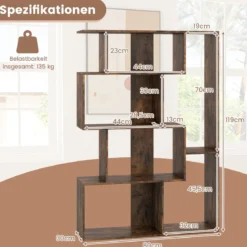 Offene geometrische Bücherregal 6-Würfel großes Bücherregal mit Kippsicherungen Bodenorganizer Display Regal Café