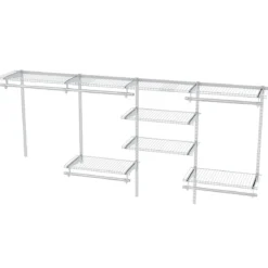 Offener Kleiderschrank 122 - 244 cm Erweiterbare Wandgarderobe DIY Aufbewahrungssystem Weiß/Grau