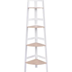 Offenes Eckregal Badregal mit 3/4 Ebenen Wandregal Standregal Holz 32 x 32 x 138 cm