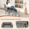 Ohrensessel mit Hocker Sessel mit weichem Kissen geflochtener Rückenlehne 58 cm Sitztiefe Grau