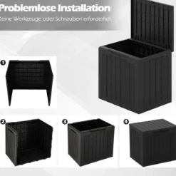 Outdoor-Aufbewahrungsbox 96 L Deckbox mit abschließbarem Deckel Braun/Schwarz/Grau