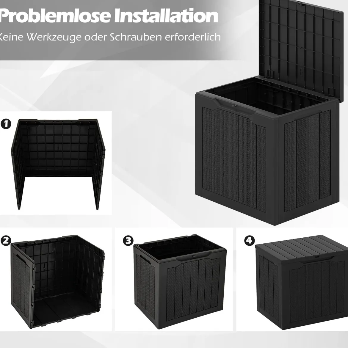 Outdoor-Aufbewahrungsbox 96 L Deckbox mit abschließbarem Deckel Braun/Schwarz/Grau