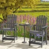 Outdoor Barhocker mit Armlehne & Fußstütze HDPE-Patiostuhl Wetterfester Pub-Hocker Grau