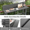 Outdoor Bartisch mit Ablage & Verstellbaren Fußpads Terrassen Hochtisch 122 x 39 x 136 cm Grau