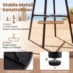 Outdoor Bartisch Runder Bistrotisch mit Robustem Metallrahmen und Verstellbaren Füßen