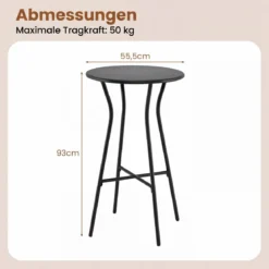 Outdoor Bartisch Runder Bistrotisch mit Robustem Metallrahmen und Verstellbaren Füßen