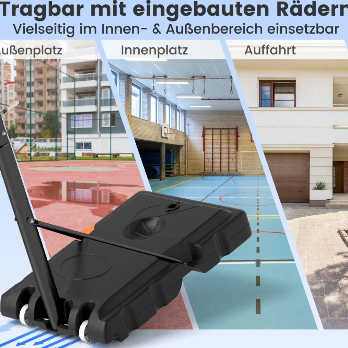 Outdoor Basketballkorb mit Ständer & Handkurbel & Gewichtssack & 2 Netzen Basketballständer