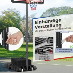 Outdoor Basketballkorb mit Ständer & Handkurbel & Gewichtssack & 2 Netzen Basketballständer