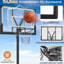 Outdoor Basketballkorb mit Ständer & Gewichtssack & 2 Netzen Basketballständer