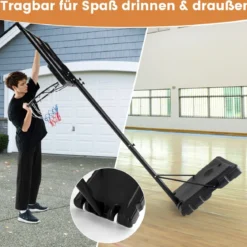 Outdoor Basketballkorb mit Ständer & Gewichtssack & 2 Netzen Basketballständer