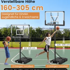 Outdoor Basketballkorb mit Ständer & Gewichtssack & 2 Netzen Basketballständer