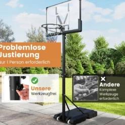 Outdoor Basketballkorb mit Ständer & Gewichtssack & 2 Netzen Basketballständer