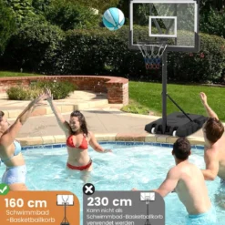Outdoor Basketballkorb mit Ständer & Gewichtssack & 2 Netzen Basketballständer