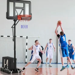 Outdoor Basketballkorb mit Ständer & 2 Rädern & Gewichtssack Höhenverstellbarer Basketballständer