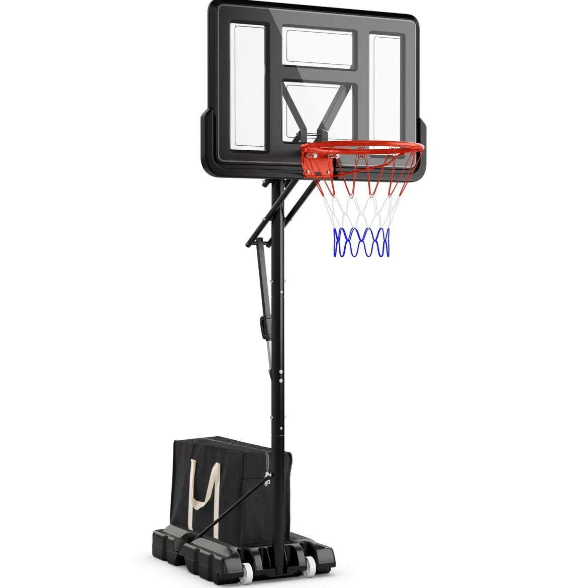 Outdoor Basketballkorb mit Ständer & 2 Rädern & Gewichtssack Höhenverstellbarer Basketballständer