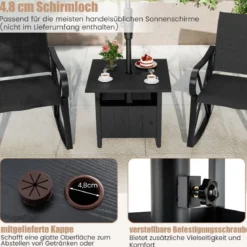 Outdoor Beistelltisch mit Ø48 cm Schirmloch Gartentisch mit 2 Sandsäcken Balkontisch
