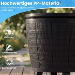 Outdoor Cocktailtisch höhenverstellbar 38L Getränkekühler mit Hebedeckel & Ablassventil Schwarz