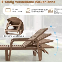 Outdoor-Gartenliege Terrassenliege aus PP für Garten Natur