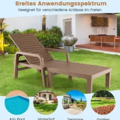 Outdoor-Gartenliege Terrassenliege aus PP für Garten Natur