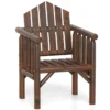 Outdoor-Holz-Armlehnsessel Holz-Patio-Essstuhl mit Armlehnen und geneigter hoher Rückenlehne Braun