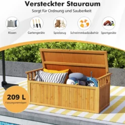 Outdoor Holz Aufbewahrungsbank mit Armlehnen & Deckel 2-Sitzer Bank mit Stauraum