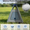 Outdoor Hundehütte mit Belüftete Fenster Klappbares Hundehaus aus Kunststoff Hundehöhle Blau