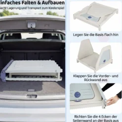 Outdoor Hundehütte mit Belüftete Fenster Klappbares Hundehaus aus Kunststoff Hundehöhle Blau