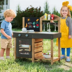 Outdoor Kinder Matschküche mit Tafel & Herden & Spüle Kinderküche Spielküche