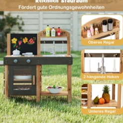Outdoor Kinder Matschküche mit Tafel & Herden & Spüle Kinderküche Spielküche